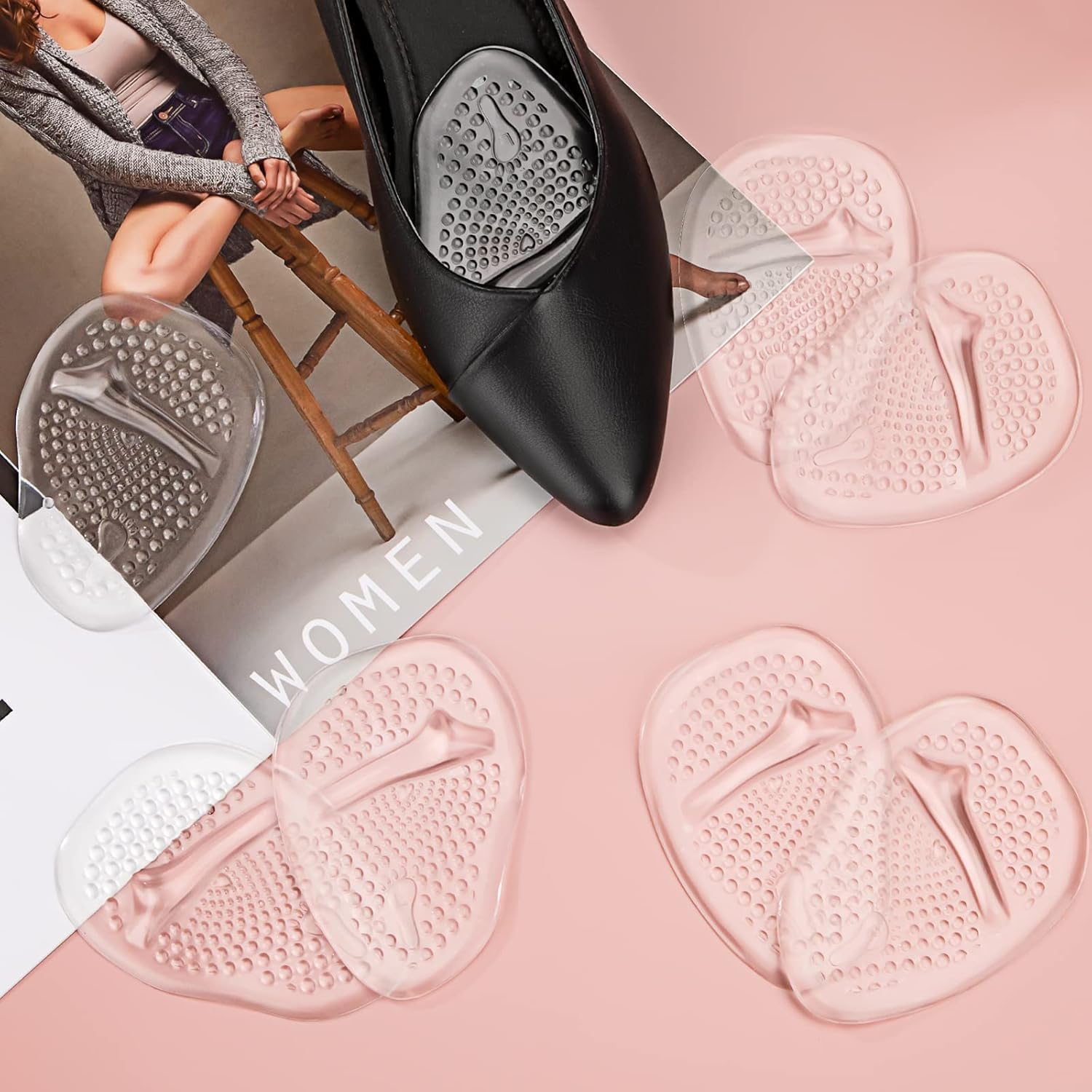 3 Pairs Gel Insoles for High Heels, Foot Pain Relief Pads, High Heel Cushion Pads, for Women (Transparent) 8 71daW06 qqL. AC SL1500