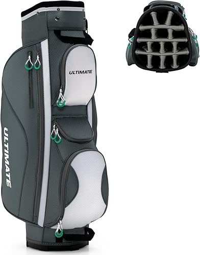 Miniatura 8 de Goplus Bolsa de carrito de golf con 14 divisores superiores, bolsa de golf con 7 bolsillos con cremallera, bolsa refrigerante, capucha para lluvia,