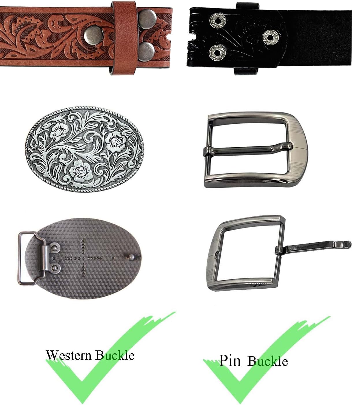 TOPACC 2 Pack Western Belts for Men Women Without Buckle Cowgirl Cowboy Belt Strap 1.5" - Image 8