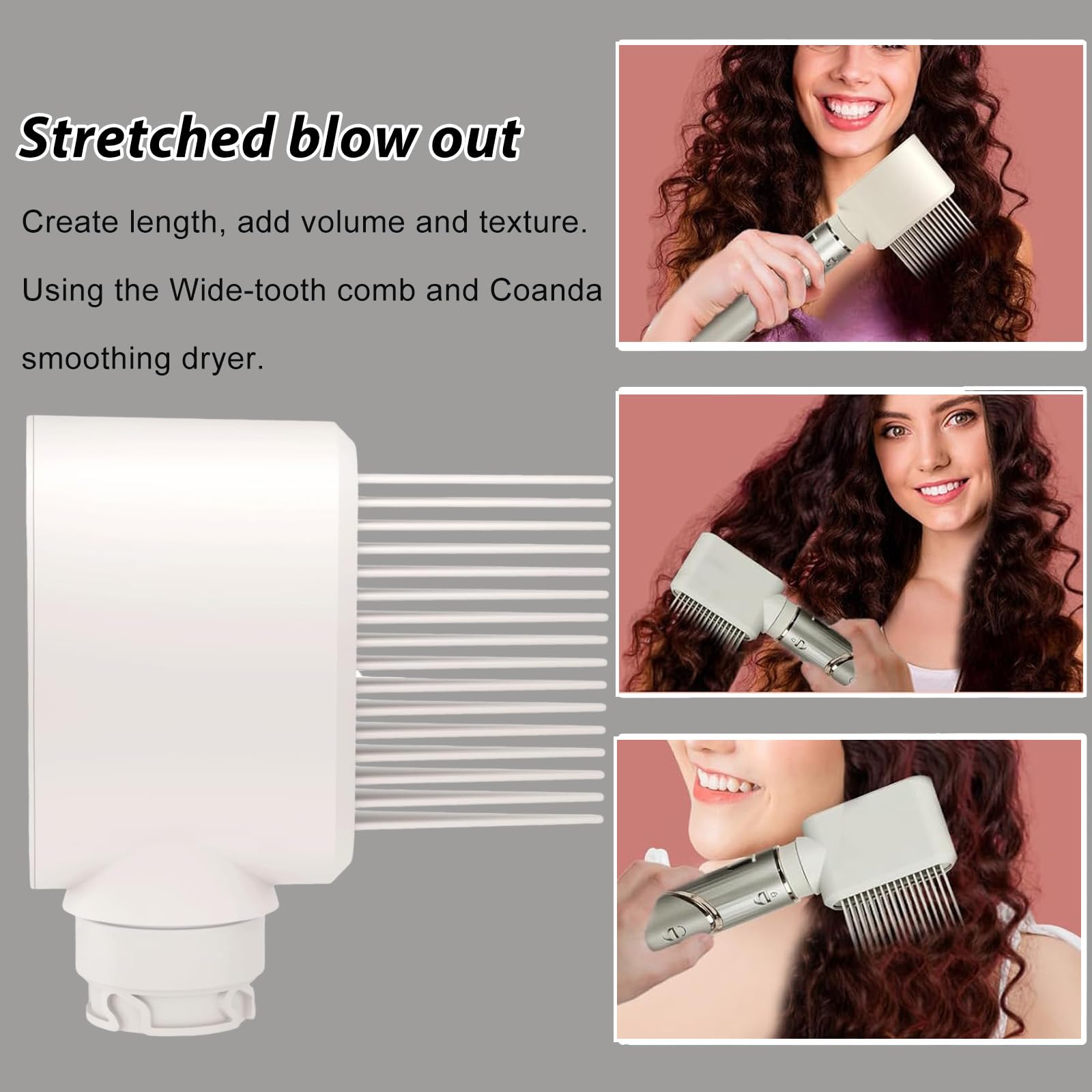 Boquillas de fijación de peine de dientes anchos para Shark FlexStyle, accesorios de secado rápido/peinado para cabello rizado y rizado serie HD400, color blanco