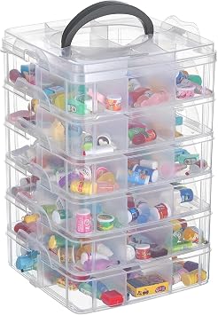 6-Tier Mini Brand Collector Storage Case with 36 Compartments Portable Clear Toy Organizer with Sturdy Carry Handle for Mini Brand and Assorted Miniatures Case Only