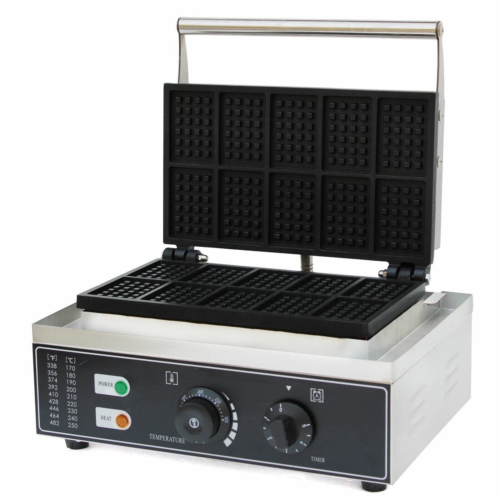 Komercyjna elektryczna gofrownica 1500 W, 50 ~ 300 ℃, nieprzywierająca, do muffinek