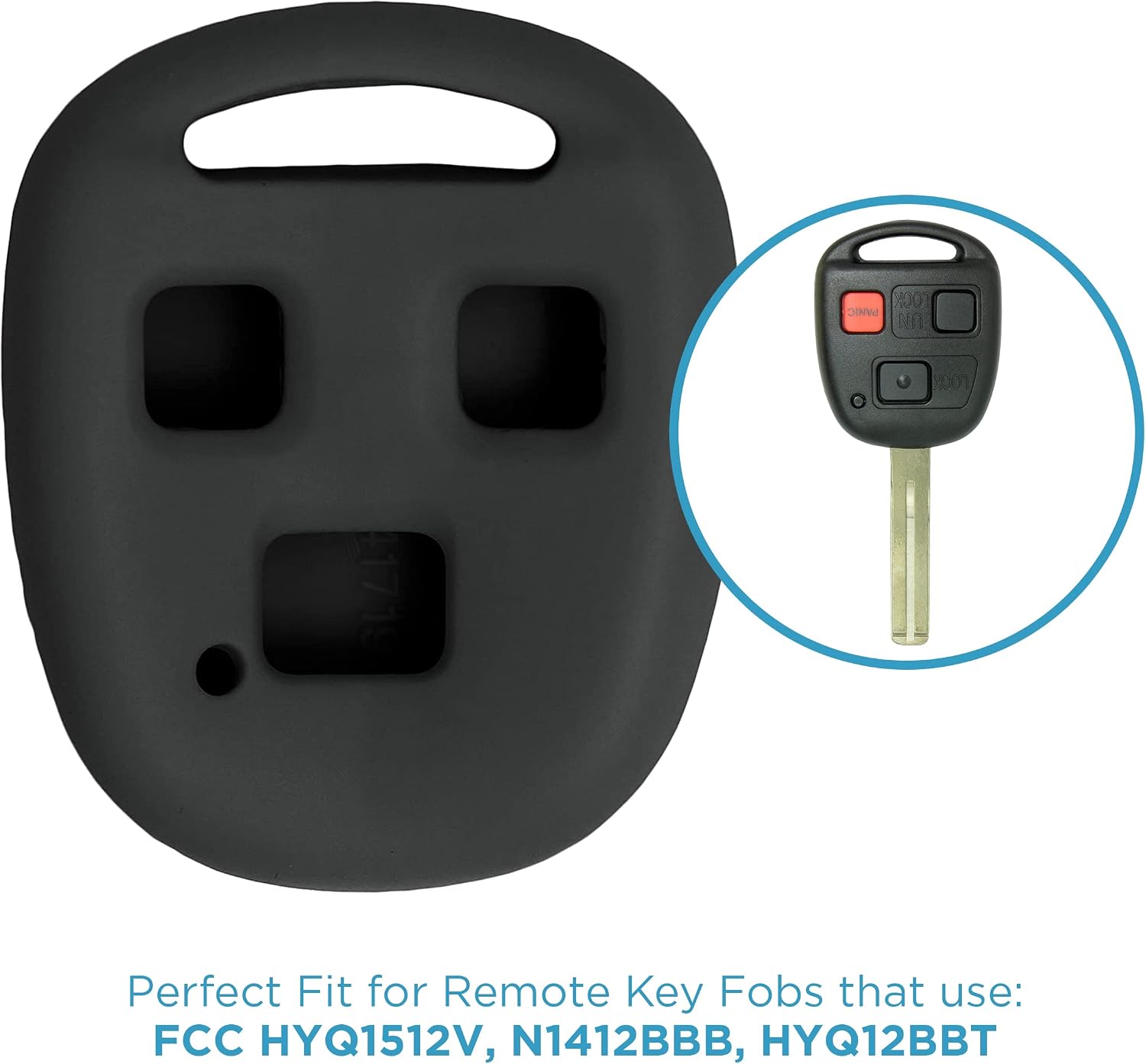 Keyless2Go Replacement for New Silicone Cover Protective Case for Remote Keys with FCC HYQ1512V N1412BBB HYQ12BBT - Black