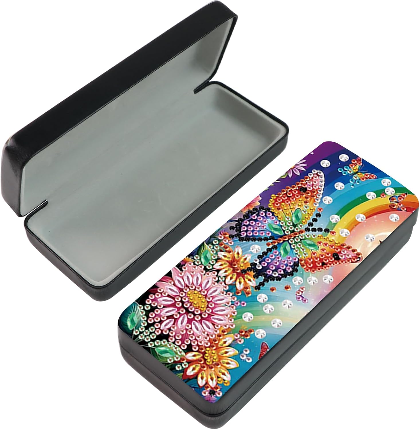 Diamond Art Glasses Case – 5D DIY Diamond Painting Kit for Adults – Handmade Eyeglass Holder, Sunglass Storage Box, Travel Craft Gift Bag