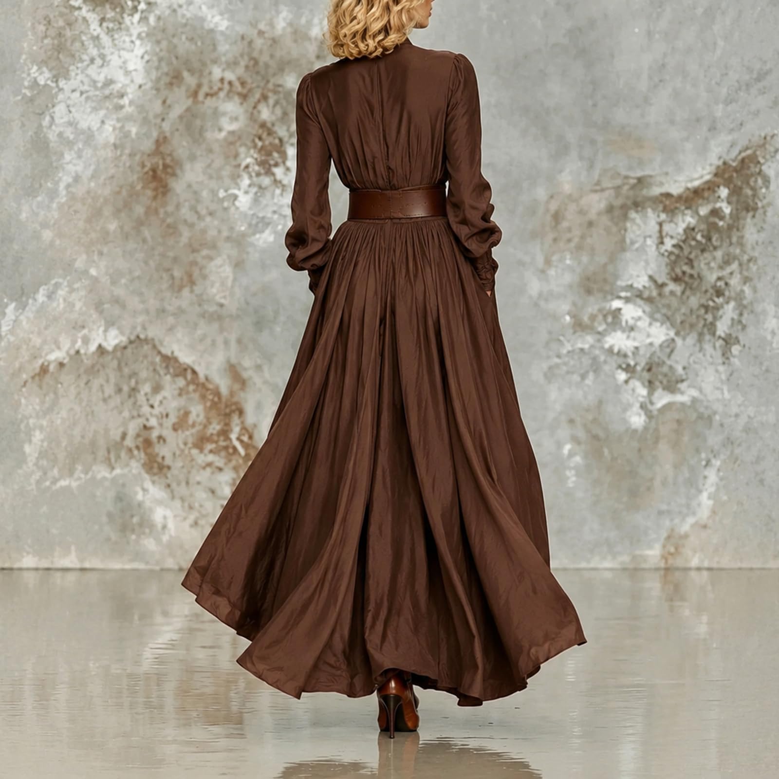 Vestido para Mujer De Entallado con Marcada Escote Profundo Manga Larga