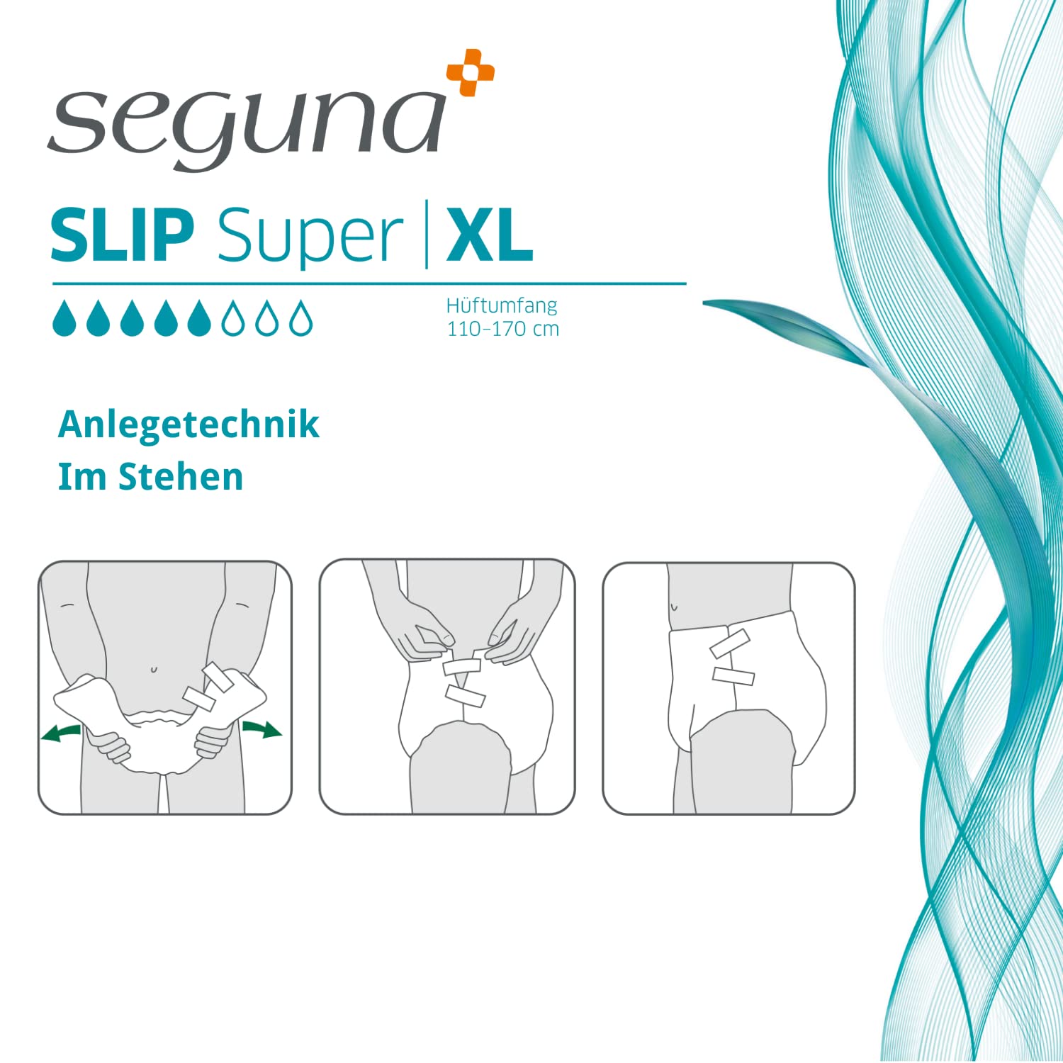 SEGUNA Slip Super, Inkontinenz Windeln für Erwachsene, Frauen, Männer, Windeln bei schwerer Blasenschwäche, Stuhlinkontinenz (XL (Sparpaket 3 x 16 Stück))