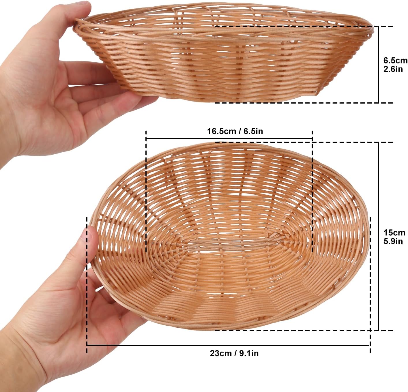 26 Pack 9 Inches Oval Wicker Bread Basket, Woven Serving Baskets, Woven Food Storage Basket for Table, Restaurants, kitchen, Party (9.06 x 5.91 x 2.56 Inch)