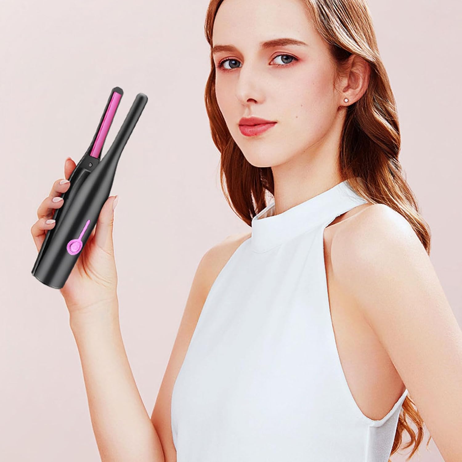Sanpyl Pencil Flat Iron, Fast Heating Small Cordless Straightener Curler for Short Hair, Bangs, Pixie Cuts, Built in 2600mAh Battery (Black)