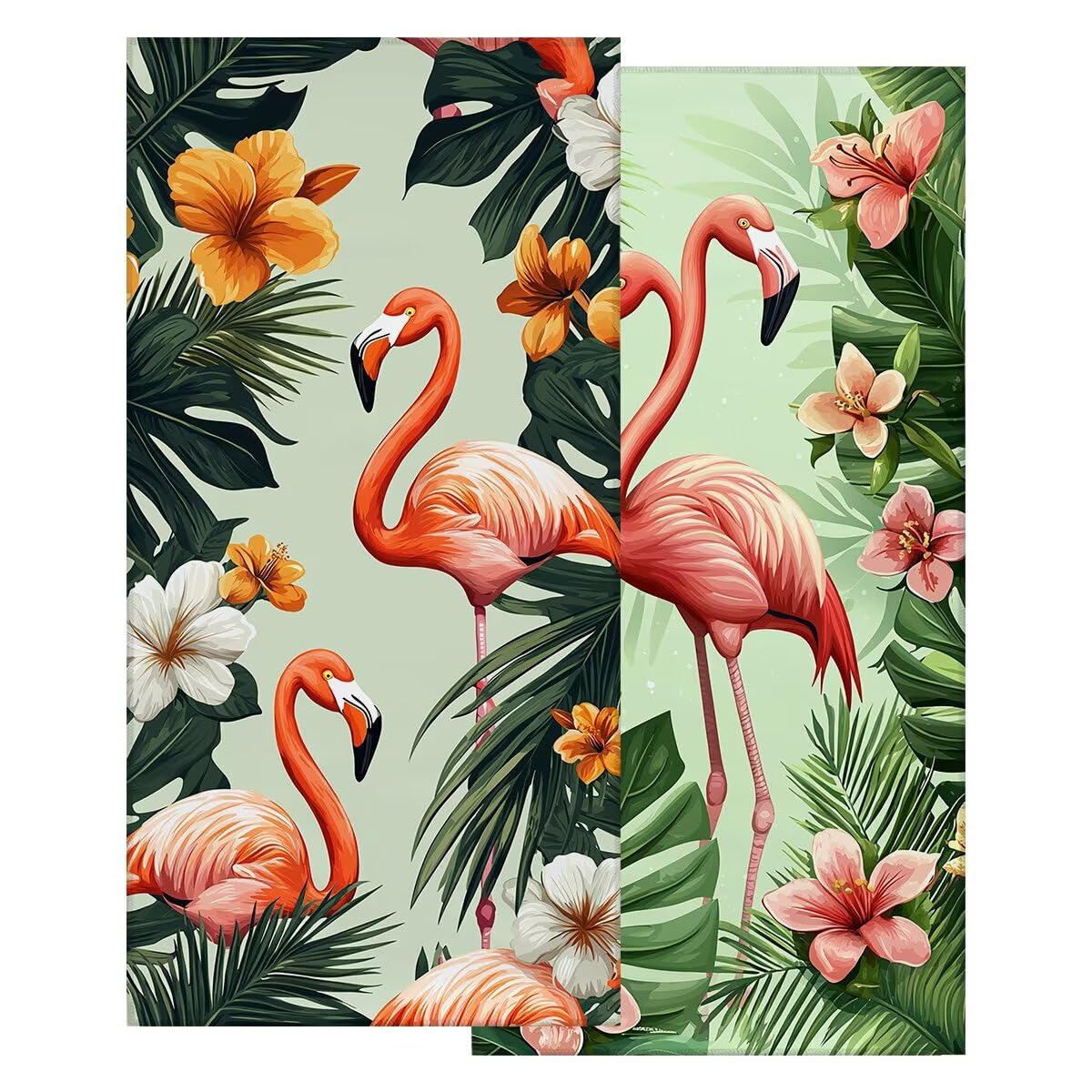 Ręcznik plażowy 100 x 200 cm, 2 szt., szybkoschnący ręcznik z mikrofibry, niezbędne w podróży, bez piasku, z mikrofibry, flamingi, lekkie, bardzo duże ręczniki dla dorosłych do pływania, prezenty dla