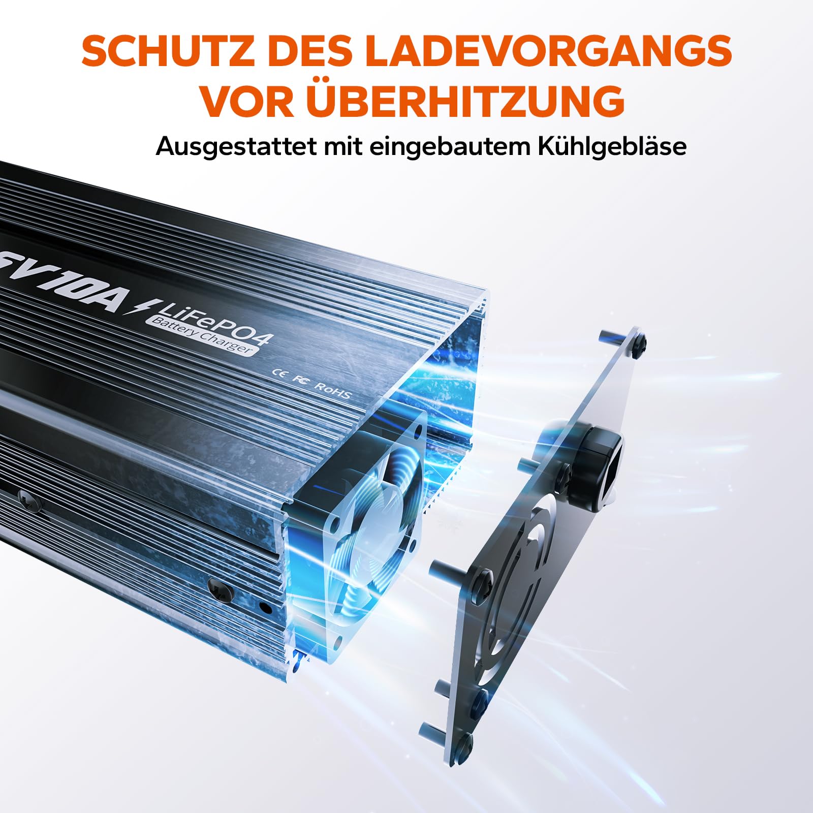 LiTime 12V 10A Batterieladegerät, 14,6V AC-DC LiFePO4 Lithium-Batterie-Ladegerät mit Anderson-Anschluss LED-Anzeige Ladegerät speziell für Deep-Cycle-Akkus für Womos, Häuser, Insel- & Solaranlagen