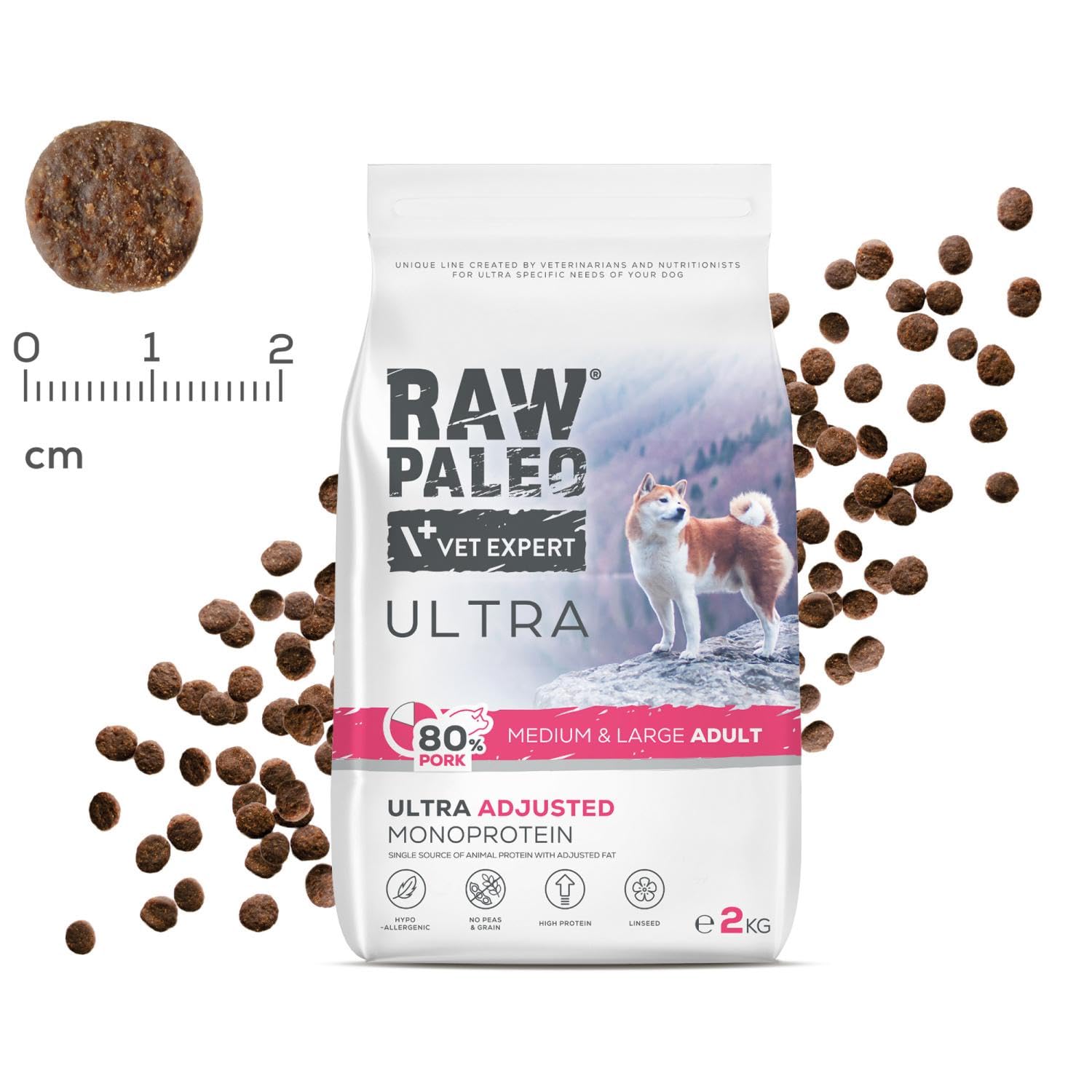 RAW PALEO ULTRA Karma Sucha Monoproteinowa z Wieprzowiną dla Dorosłych Psów Ras Średnich i Dużych 10kg