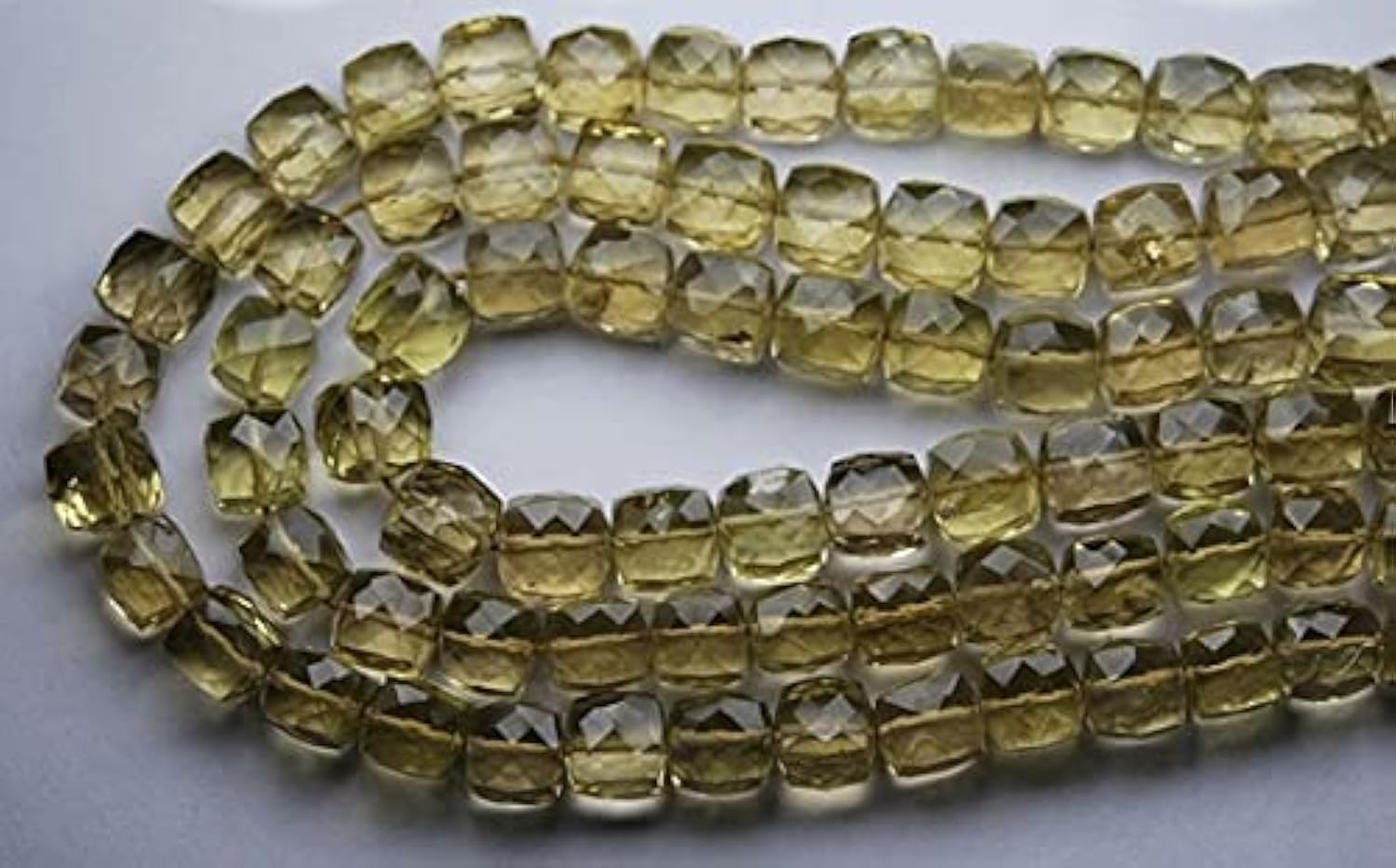 Quartz miel perles briolettes cubes facettées 6.5-7mm pour la fabrication de bijoux DIY