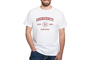 EMERGENCY! Squad 51 Vintage White T-Shirt Men's 100% Cotton, Classic Graphic White T-Shirt