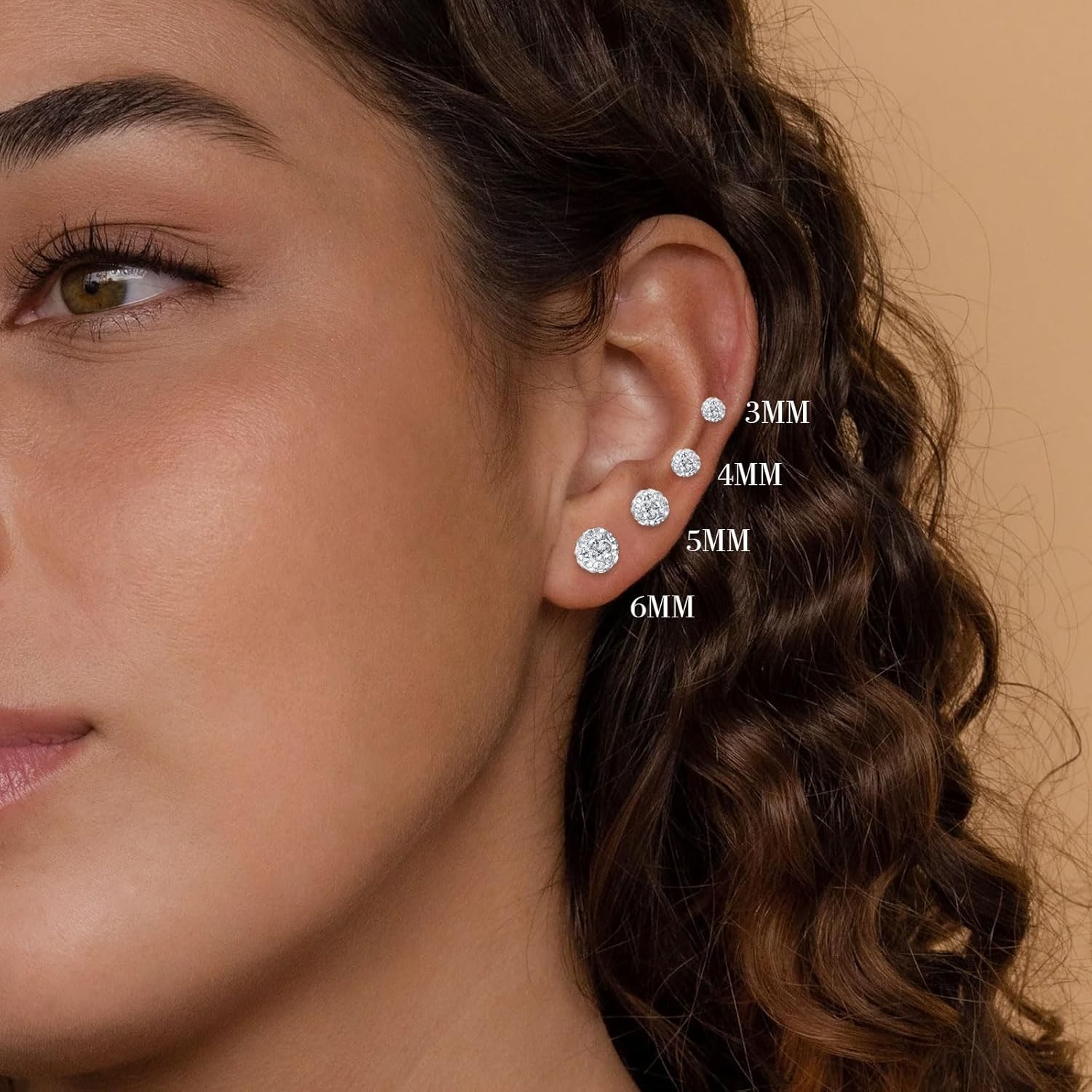 4Pairs Crystal Ball Stud Earrings for Women Hypoallergenic Stainless Steel Flat Back Stud Earrings Sparkly Cubic Zirconia Disco Ball Earrings Set 3 4 5 6 MM - Image 5