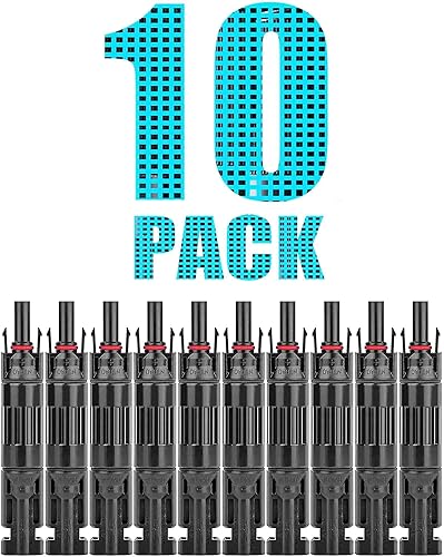 Jtron 10 conectores de panel solar fotovoltaico machohembra de 20 A con diodo integrado en línea, conectores de cable solar, impermeable,