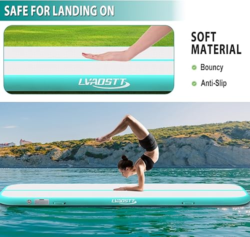 Miniatura 5 de Colchoneta inflable de gimnasia de 13 pies, 16 pies, 20 pies, tapete de aire de 48 pulgadas de grosor con bomba de aire eléctrica para uso