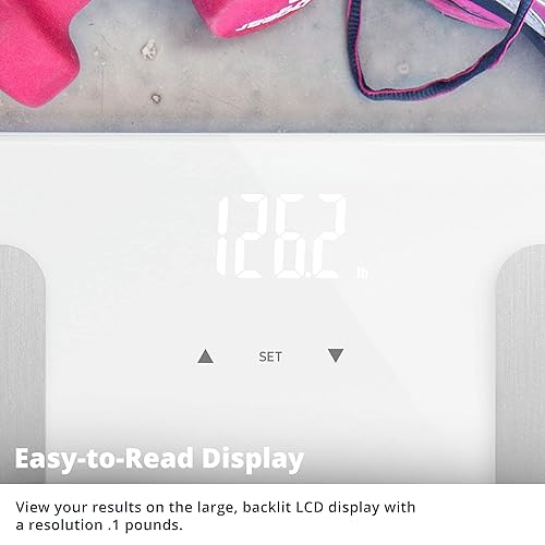 Miniatura 5 de Greater Goods Balanza corporal de vidrio y plástico Balanza personal (blanco)