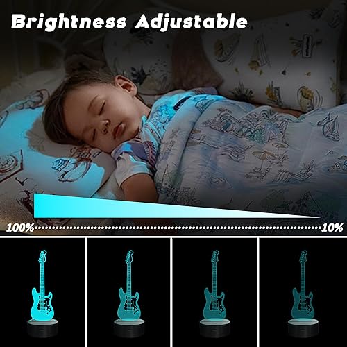 Miniatura 4 de Accesorios de guitarra, paquete de 2, luz nocturna de guitarra eléctrica 3D LED + regulable, letrero de pared acústico de neón, alimentado por USB,