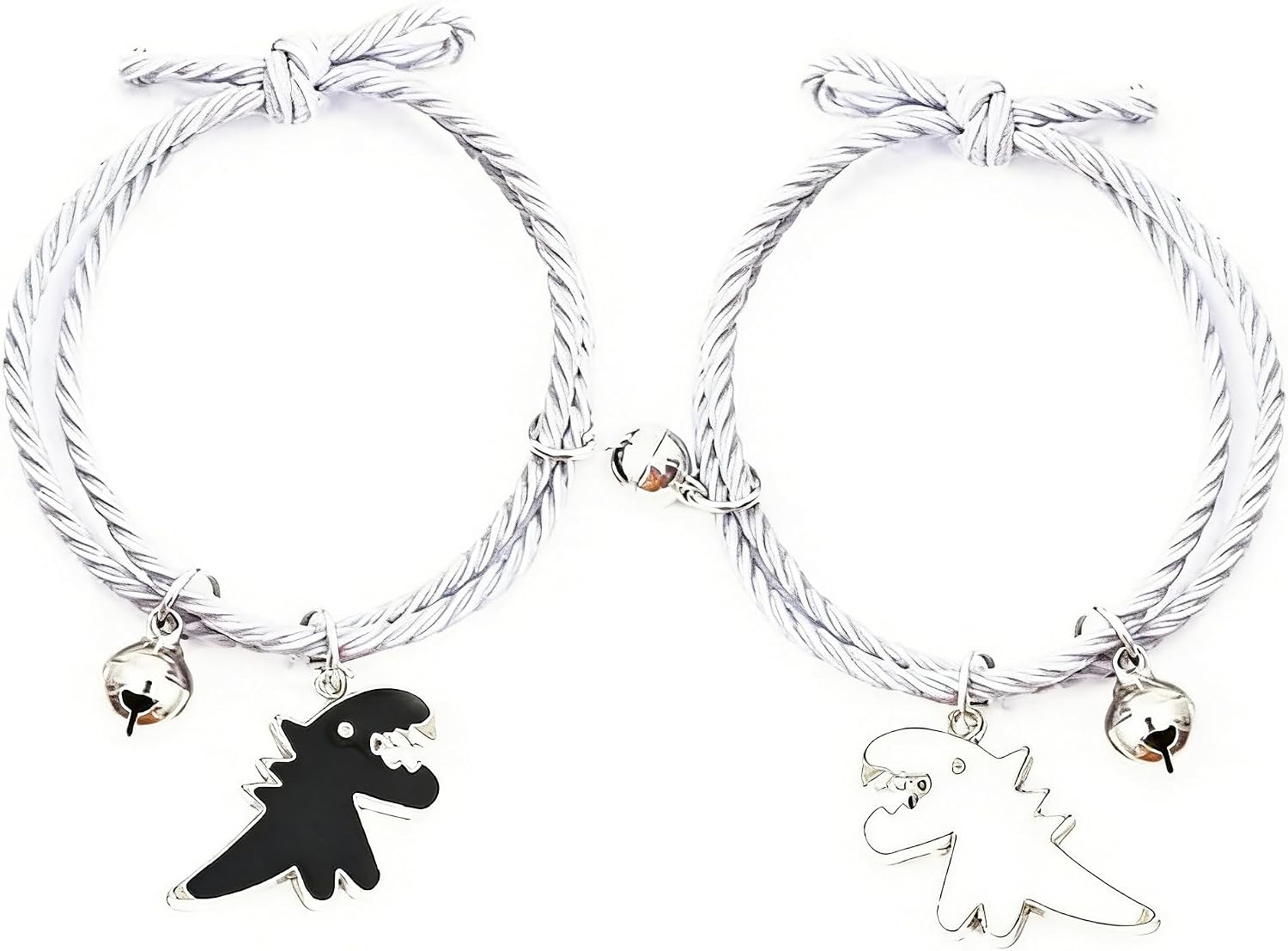 Fuqimanman2020 2PS Dinosaur Couple Attraction Love Heart Matching Bracelets Set Stretch Braided Rope for Couple Lover Friendship Relationship Best Friend Jewelry