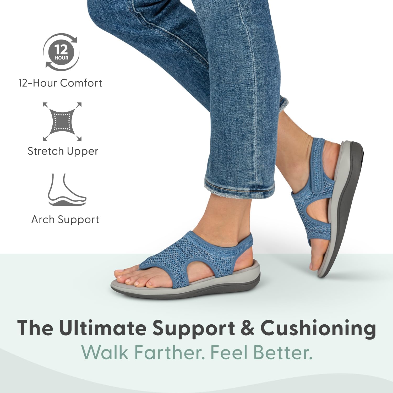 Orthofeet Women's Orthopedic Lyra Adjustable Stretch Toe-Post Sandal