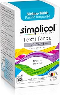 simplicol Teinture Expert : Votre Teinture Express en Machine ou en bassine - Paquet de 300g - Couleur Turquoise du Pacifique