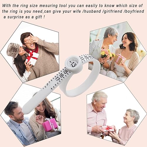 Miniatura 6 de NOVIIML - Herramienta de medición de anillo, medidor de tamaño de anillo reutilizable para dedos, herramienta de tamaño de joyería, 1-17 de EE. UU.
