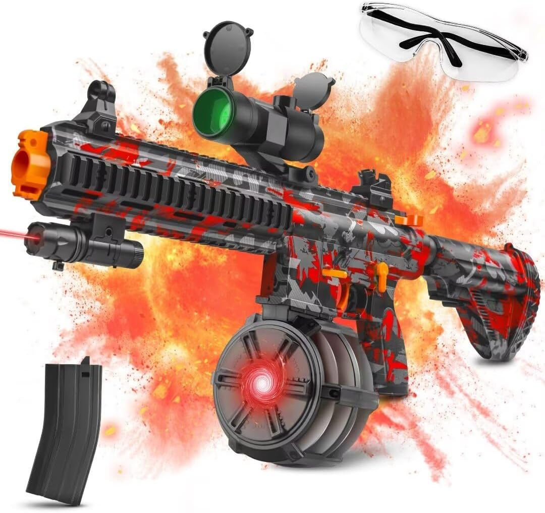 Large Gel Splatter Blaster for Orbeez with Goggles Suitable for Backyard Fun and Outdoor Team Shooting Games, Over 18+，Red