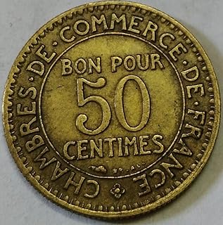 Old Coin 50 Centimeters France 1922
