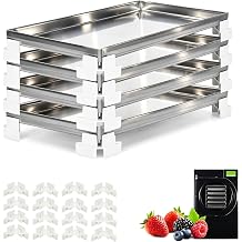 5pcs Medium Metal Freeze Dryer Trays for harvest right, 18 x 7.5 inch Food-Grade 18/8 Stainless Steel, Non-Stick & Rust-Resistant, Including Tray Stackers-Accessories for Home Pro Freeze Dryer