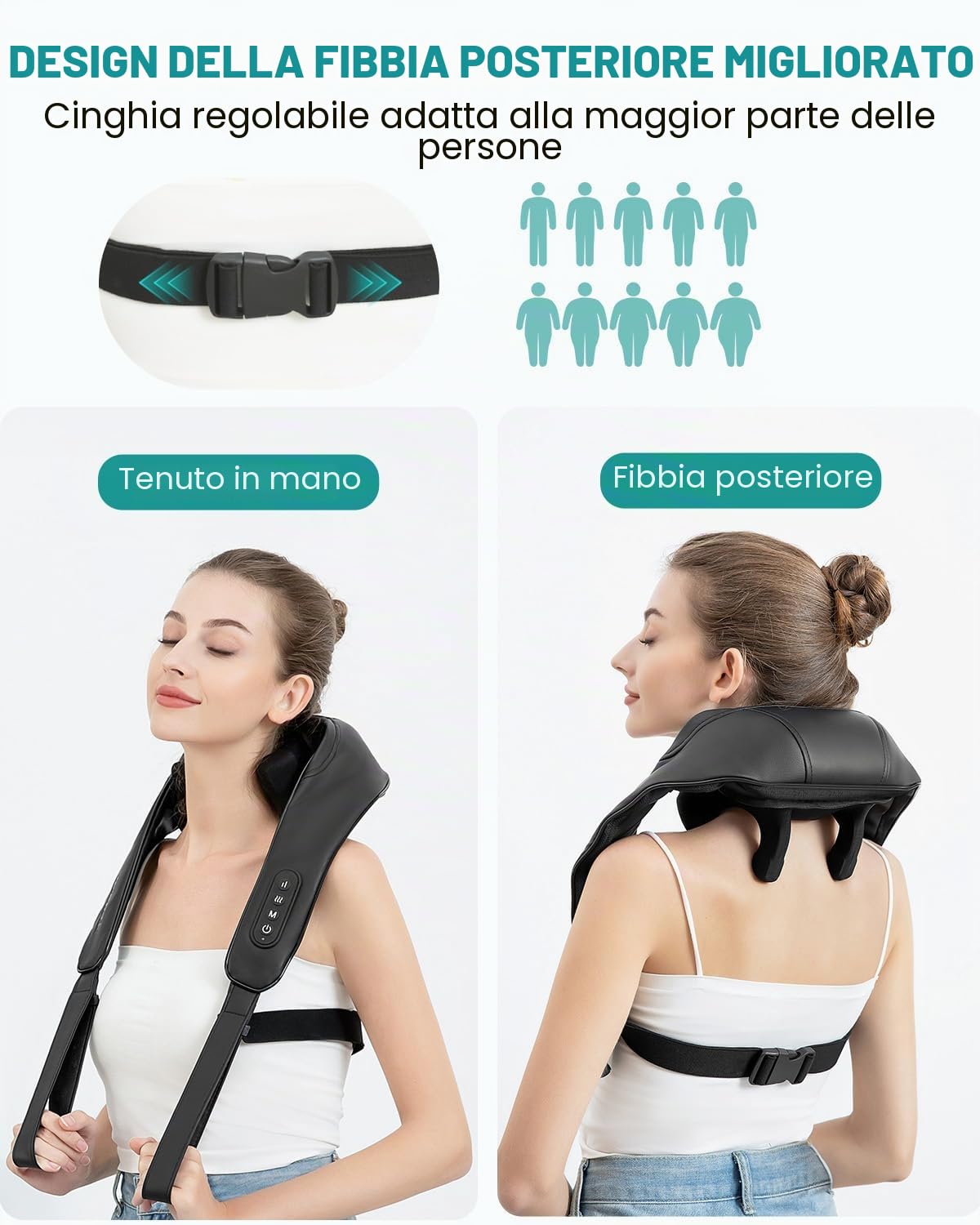 Nekteck Massaggiatore Cervicale e Spalle Senza Fili, 6D Shiatsu con Funzione Riscaldante, Allevia il Dolore ai Tessuti Profondi, per Casa e Ufficio, per Uomini e Donne