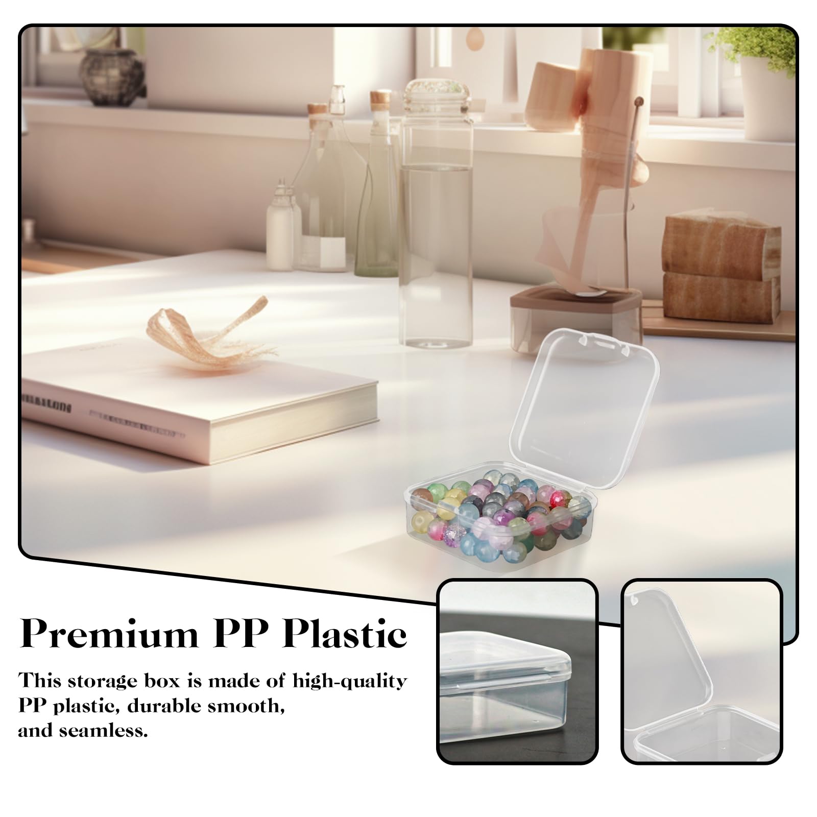 20Pcs Small Clear Plastic Storage Box, Transparent Square Bead Organizer, Empty Craft Supply Storage Box - Image 3
