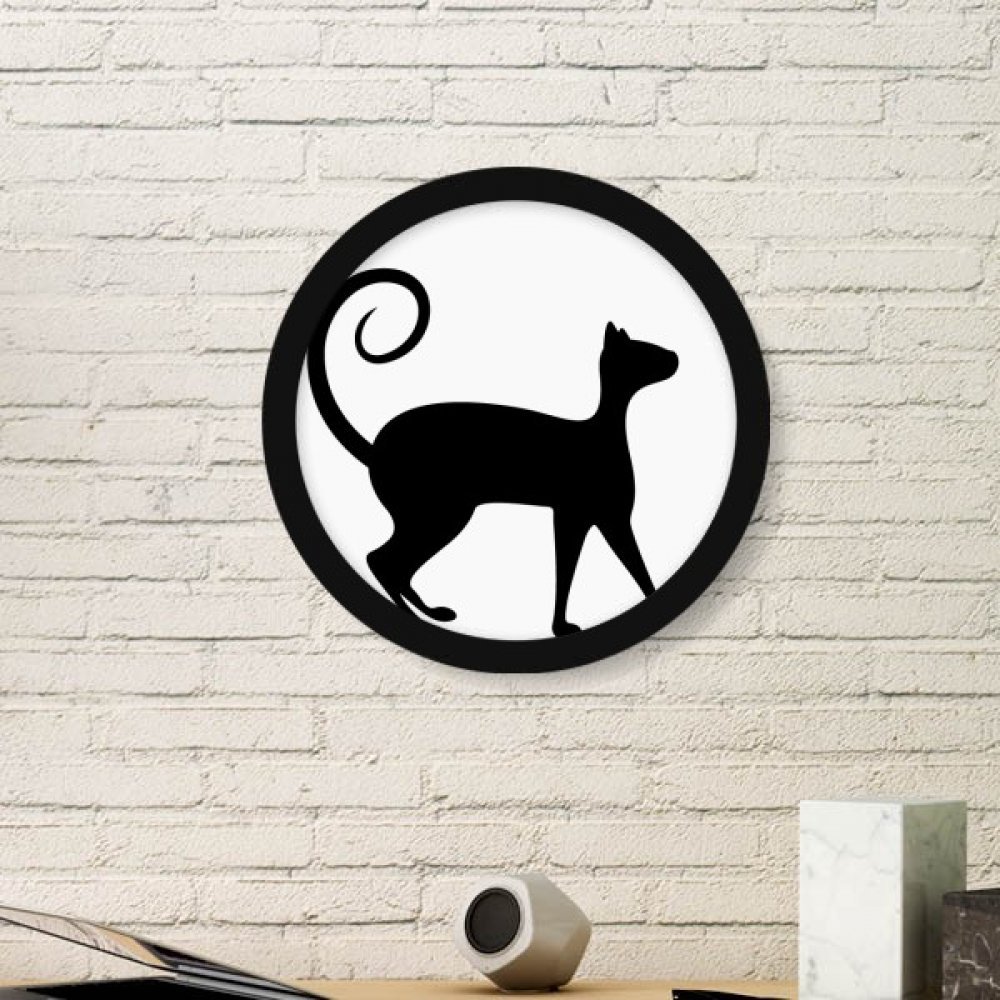 Cadre photo chat silhouette ronde impression art peinture noir