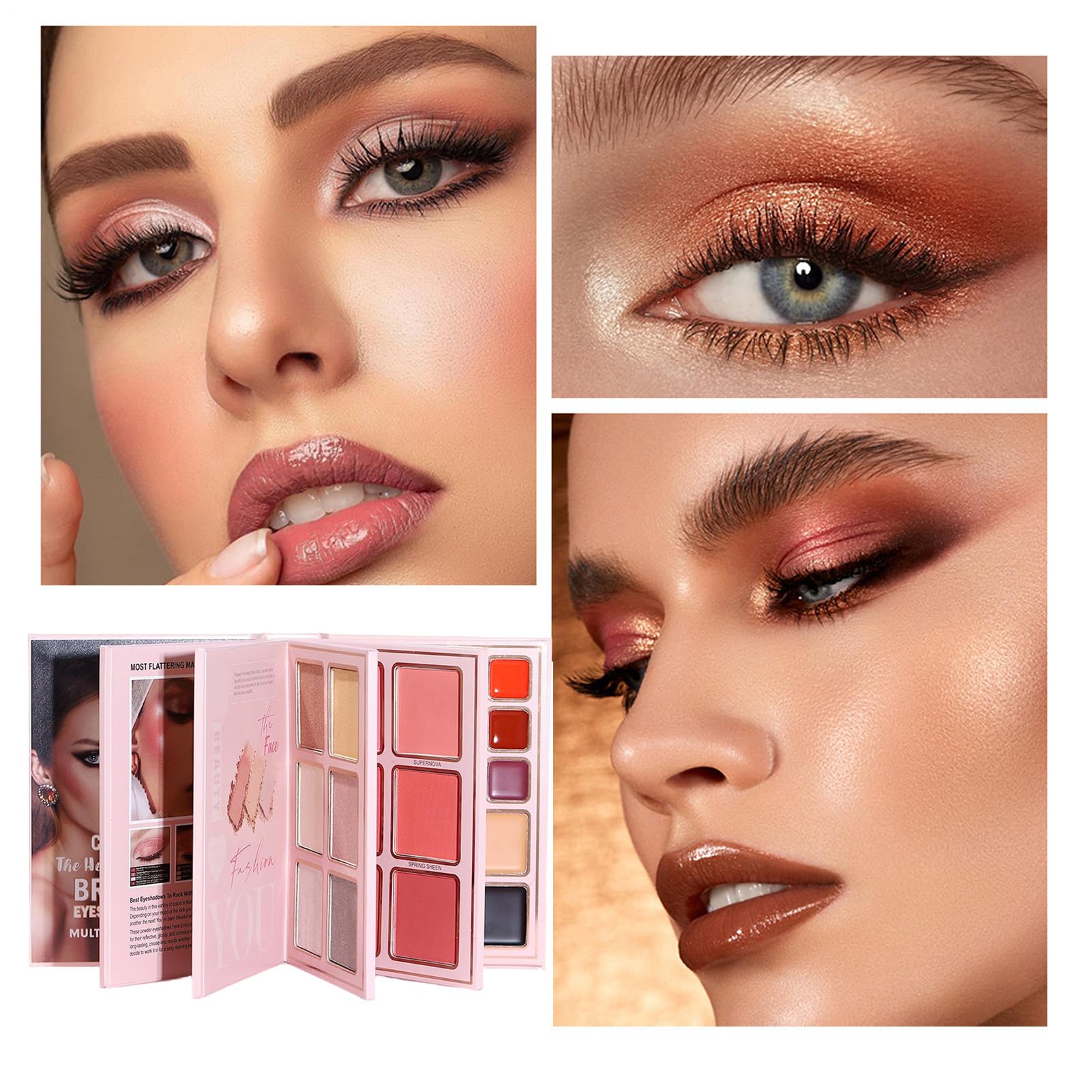 Palette Trucco a Libro per il Trucco del Viso per Donna | Palette Ombretti Portatile Per Studentesse Donne Principianti Artisti Sposa Routine Quotidiana Feste Matrimonio Eventi