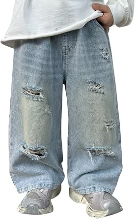 2025 Jean Baggy Pour Gar on Taille lastique Pantalon D chir Au 2025-jean-baggy-pour-gar-on-taille-lastique-pantalon-d-chir-au