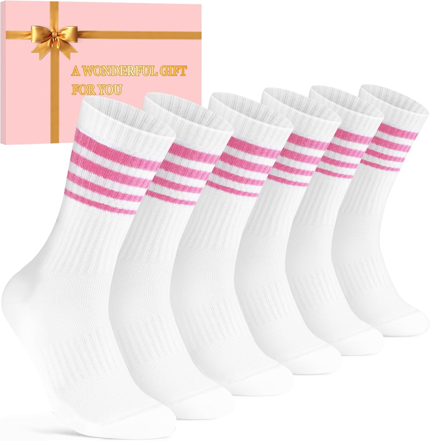 Niorasen Calzini Tennis Donna 35-38 39-42, Regali San Valentino Per Donne Fidanzate Mamme Sorelle Figlie Calzini In Cotone Traspirante Calzini Sportivi Colorati Da Corsa 6 Paia