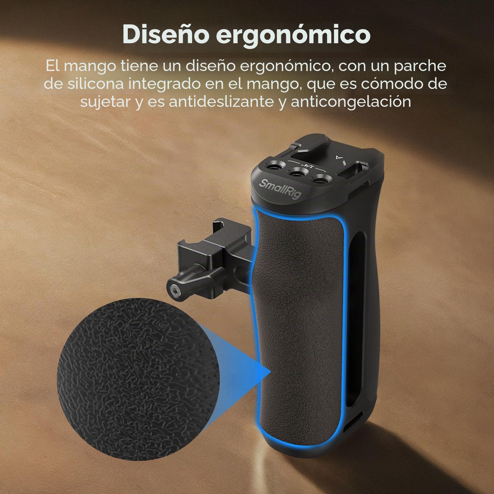 SMALLRIG Mango Lateral Pequeño NATO para Jaulas de Cámara, 43 mm Ajustable hacia Arriba y hacia Abajo, Orificio Roscado Integrado de 1/4"-20, Orificio para Correa, Zapata Fría - 4840
