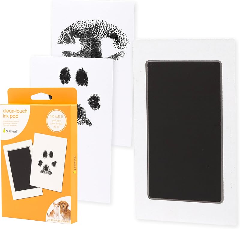 Pearhead Paw Print Clean Touch Ink Pad Kit for Dogs and Cats, Small/Medium | Pet Owner Keepsake, DIY Inkless Paw and Nose Print Impression Set