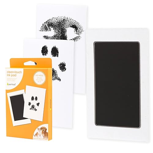 Pearhead Paw Print Clean Touch Ink Pad Kit for Dogs and Cats, Pet Owner Keepsake, DIY Inkless Paw and Nose Print Impression Set, Small/Medium - Black Ink Pad