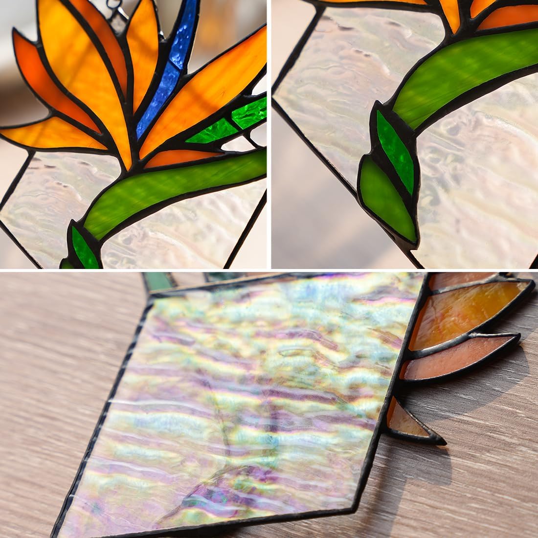 BOXCASA Bird of Paradise Flower Decor Stained Glass Window Hanging,Artificial Flowers Gift for Women Stained Glass Suncatcher,Bird of Paradise Flower Gift for Mom Aunt Sister Friends