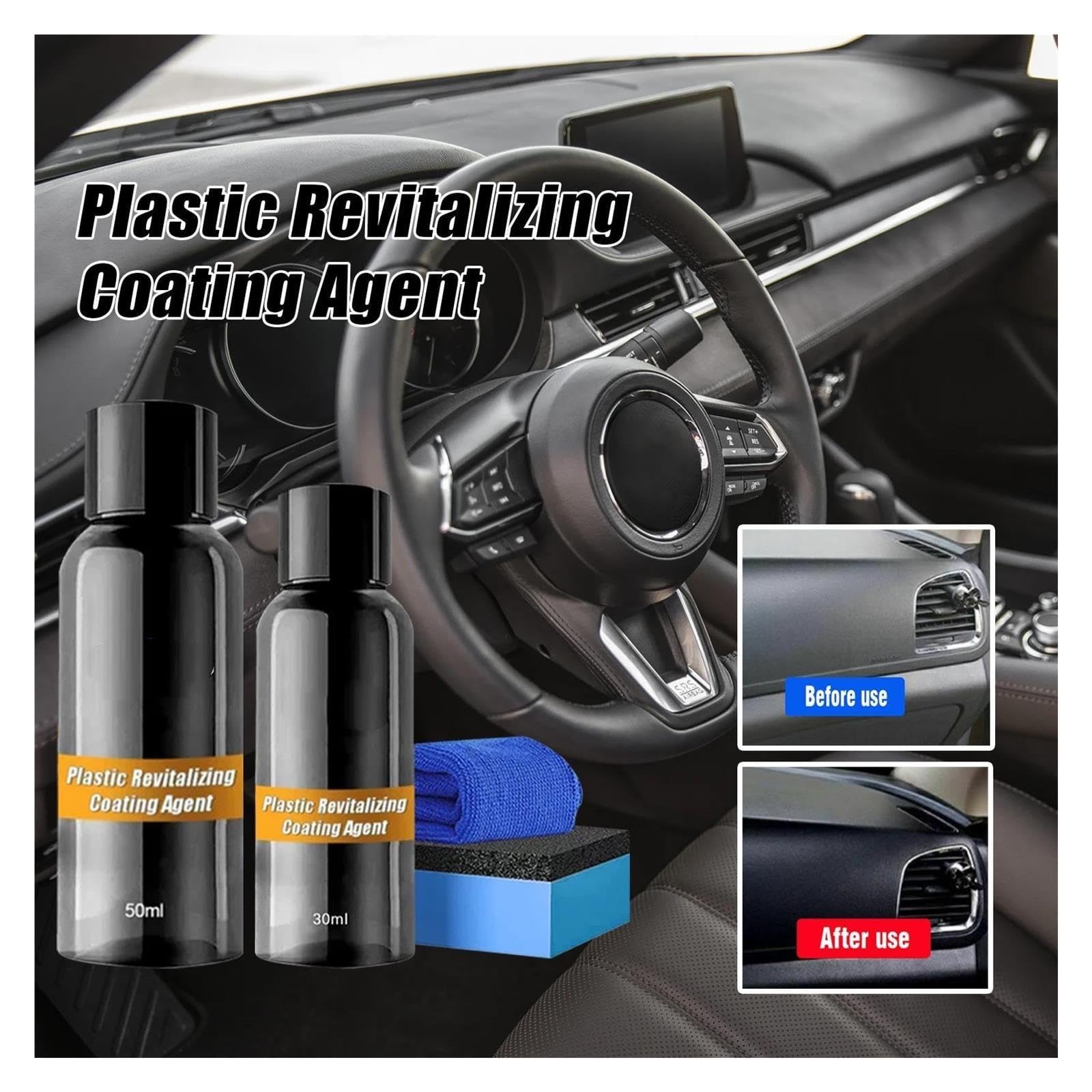 Agente de Revestimiento de plástico de 30ml for Limpieza de Asientos de salpicadero Interior de Coche, eliminador de Manchas, reacondicionamiento(2et)