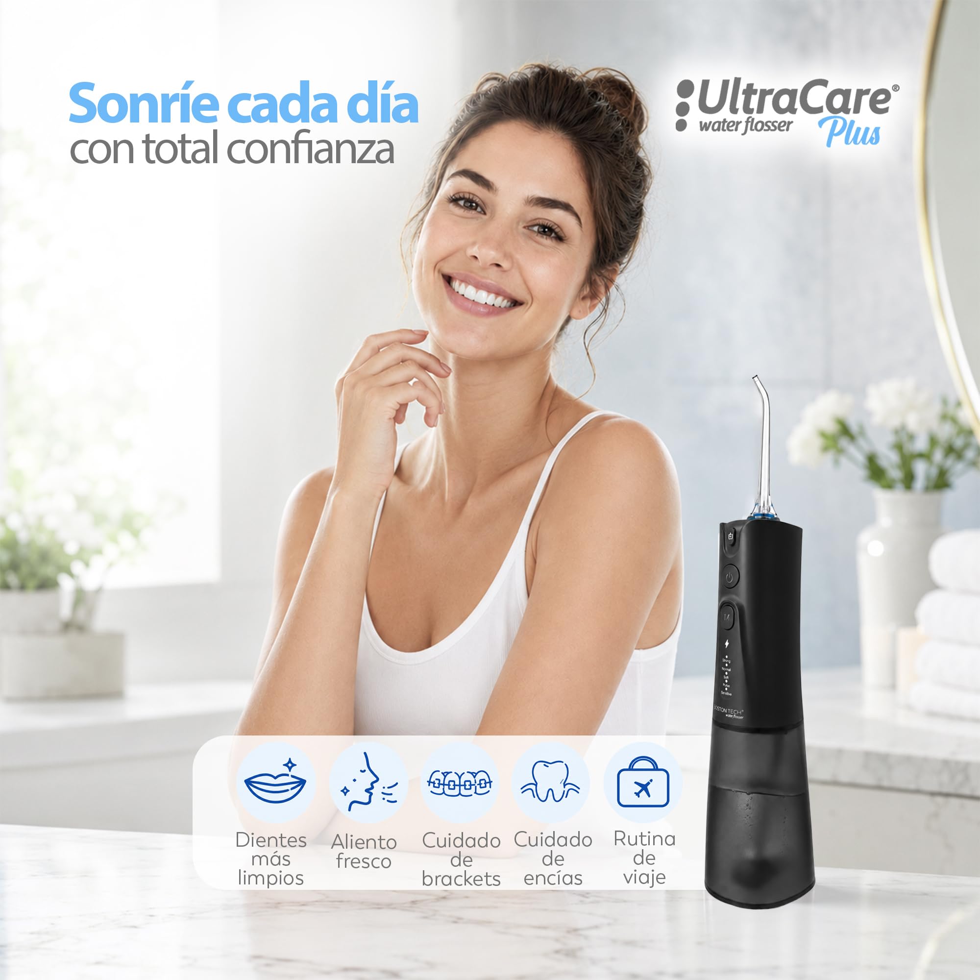 Irrigador Dental Portátil Aquapik UltraCare Plus 8 Boquillas 5 Modos 300 ml
