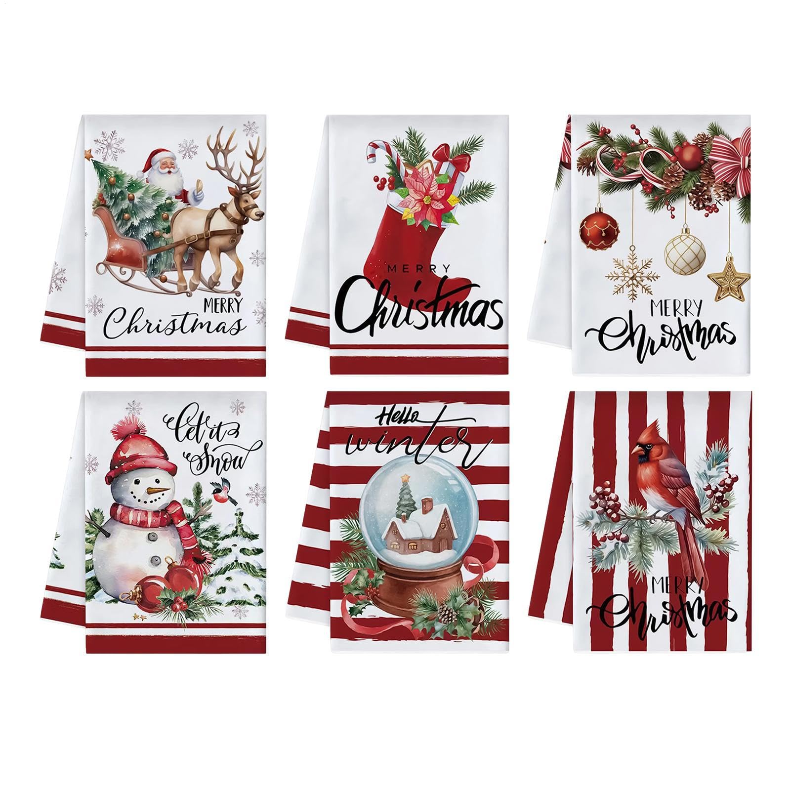 Serviette de Noël absorbante anti-trace en microfibre pour maison et fêtes