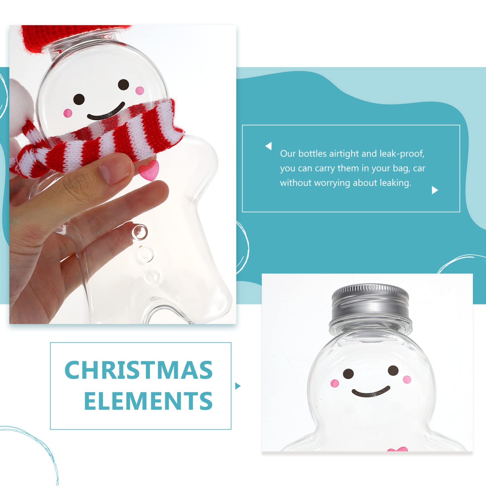 Gadpiparty Set di 15 bottiglie di Natale per biscotti, barattoli di plastica per succhi di frutta con coperchio, bottiglie per bevande di Natale, bottiglie di acqua di Natale, bottiglia di messaggio,
