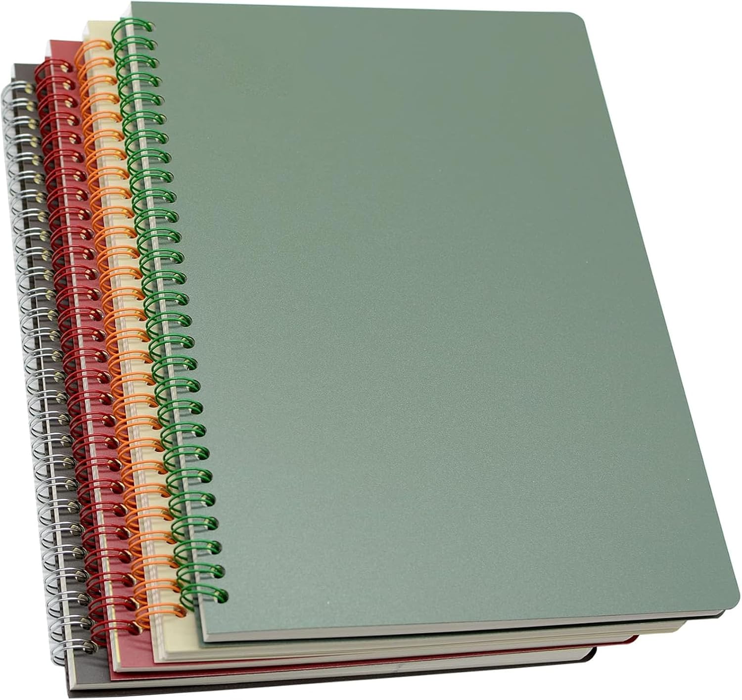 Yansanido Spiral Notebook, 4 Pcs B5 9.8 x 6.9 inch Thick Plastic Hardcover 8mm Ruled 4 Color 80 Sheets -160 Pages Journals for Study and Notes
