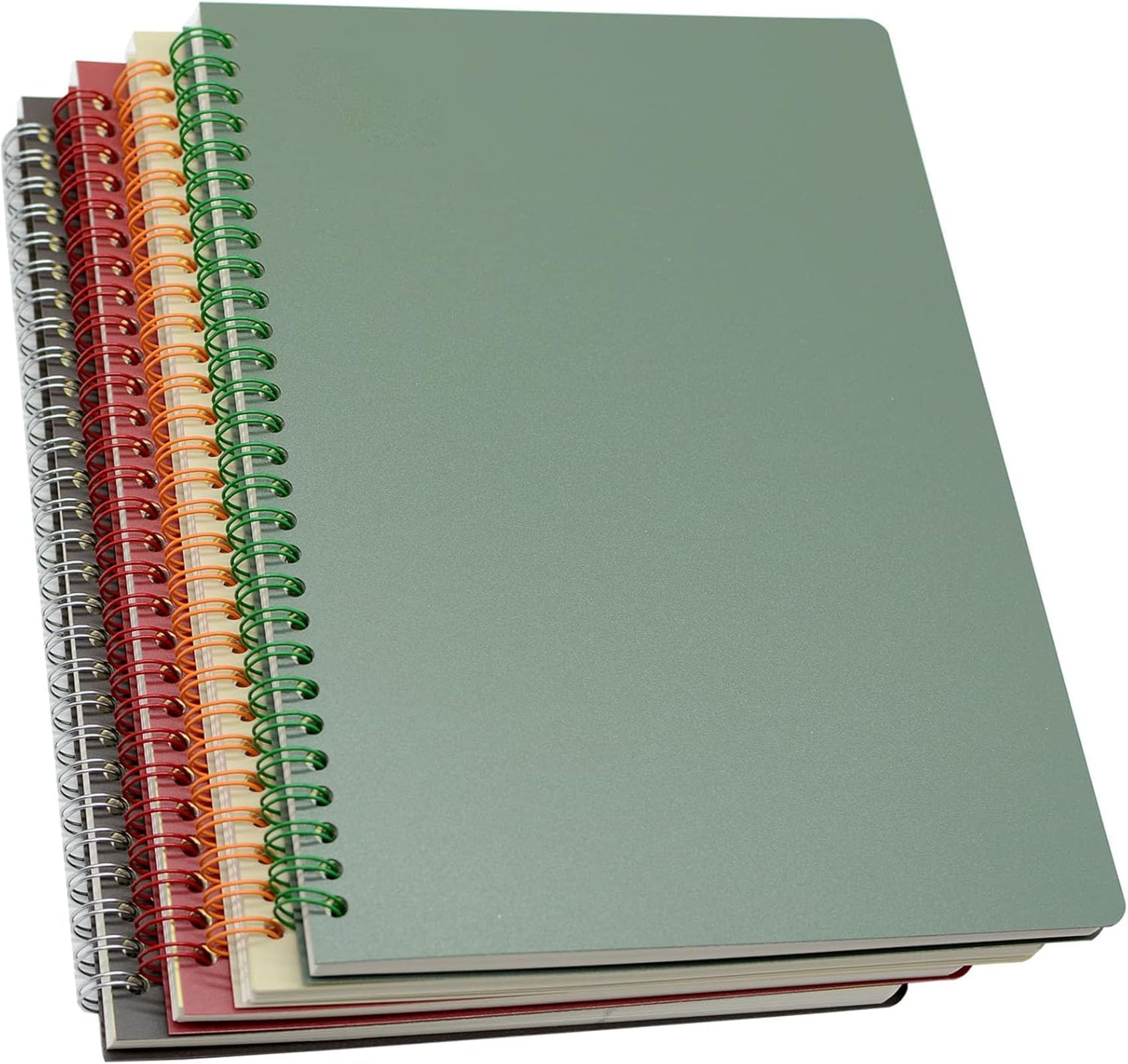 Yansanido Spiral Notebook, 4 Pcs B5 9.8 x 6.9 inch Thick Plastic Hardcover 8mm Ruled 4 Color 80 Sheets -160 Pages Journals for Study and Notes