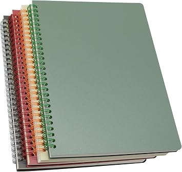 Yansanido Spiral Notebook, 4 Pcs B5 9.8 x 6.9 inch Thick Plastic Hardcover 8mm Ruled 4 Color 80 Sheets -160 Pages Journals for Study and Notes