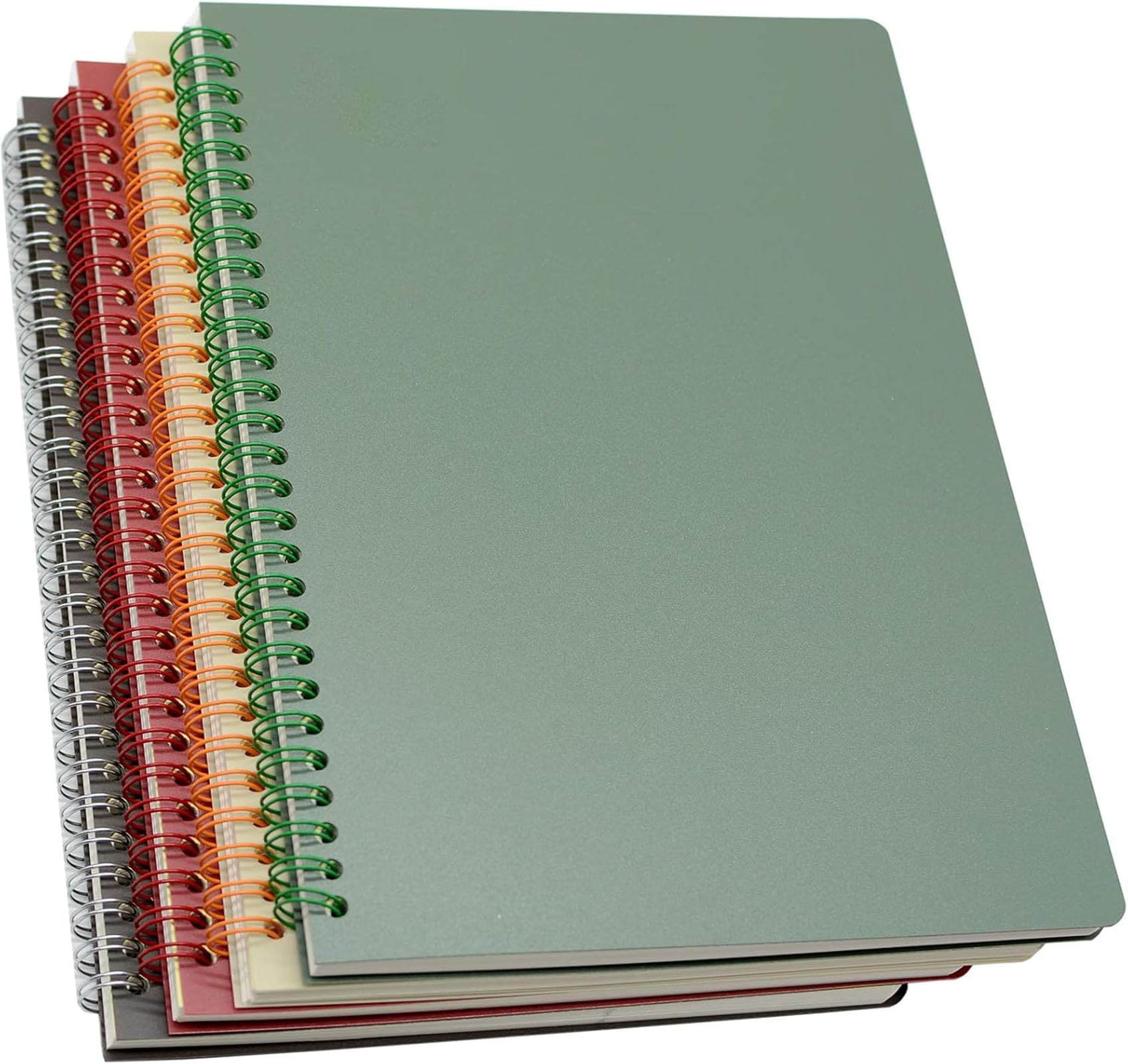 Spiral Notebook, 4 Pcs B5 9.8 x 6.9 inch Thick Plastic Hardcover 8mm Ruled 4 Color 80 Sheets -160 Pages Journals for Study and Notes
