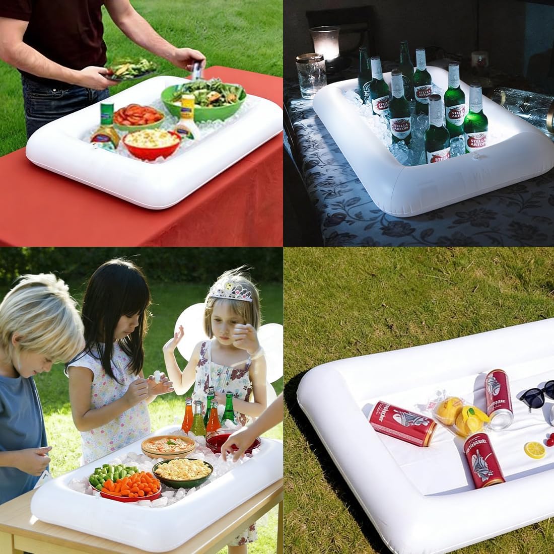 Inflatable Serving Bar & Mesh Food Covers Set, Include 1Pcs 28"*22" Inflatable Serving Bar Buffet Cooler, 1Pcs 40"*24" Food Tents