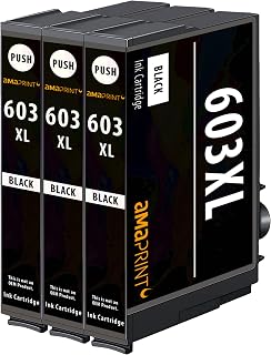 Amaprint 3 ink cartridges compatible with Epson 603XL black for WF2810 WF2820 WF2830 WF2835 WF2840 WF2845 WF2850 WF2870 XP2100 XP2105 XP2150 XP2155 XP3100 XP3105 XP3150 XP3155 XP4100