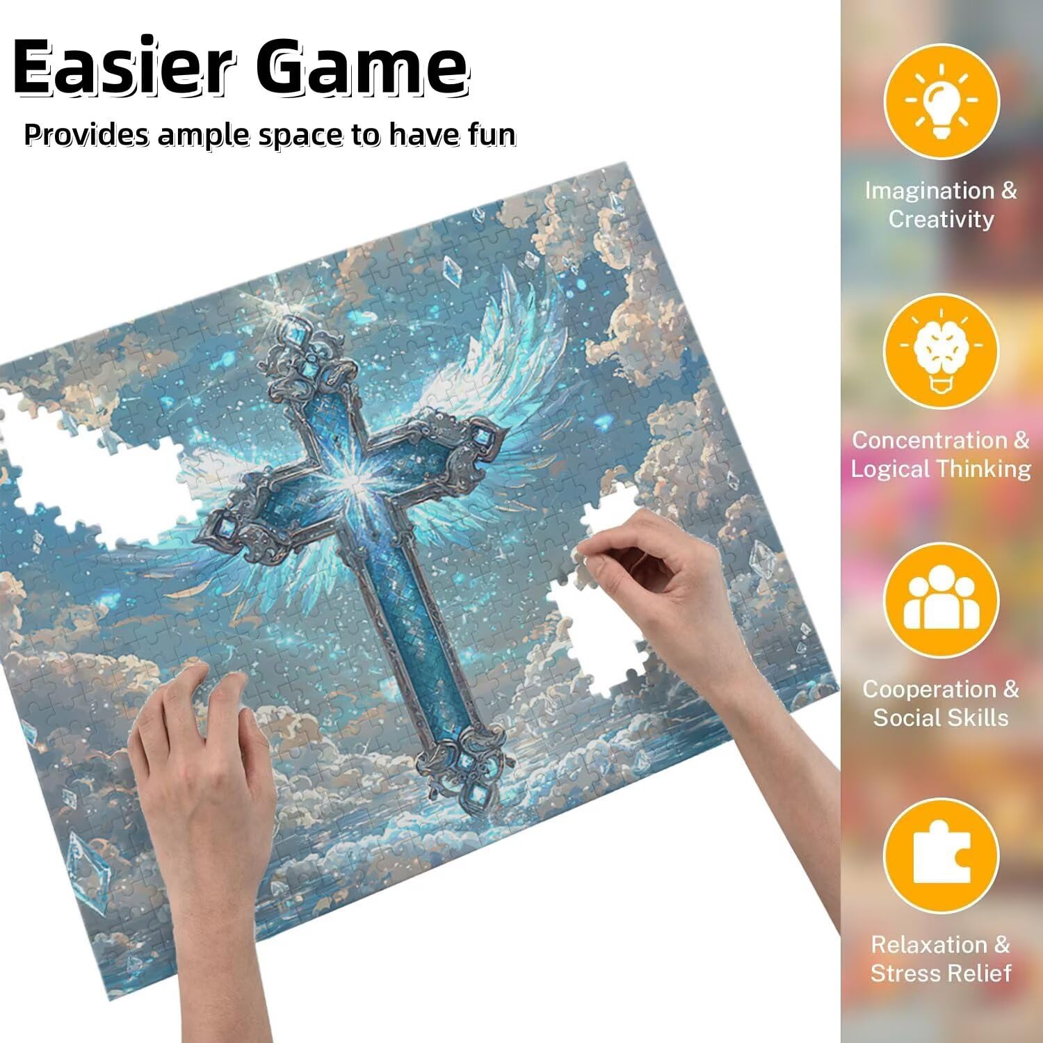 Jigsaw Puzzle, 1000 Pezzi Puzzle Classici, Croce Puzzle Rilassamento Intelligence, Mpossibile Difficile Puzzle Impegnativo per Adulti Puzzle Gioco Familiare, Regalo per Amore Amico fr0-493